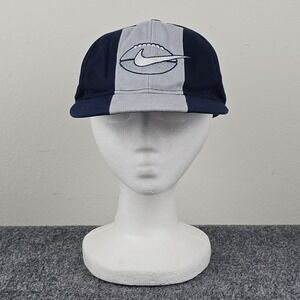 Nike Team Sports‎ Navy Blue and Gray Snapback Football Cap Swoosh Logo VTG. 90s